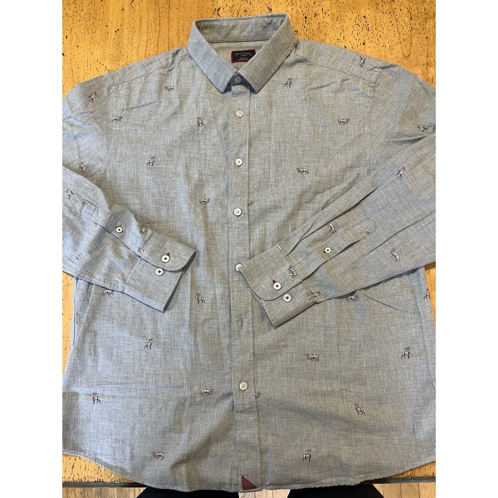 Untuckit Mens Shirt Large Pastora Long Sleeve Button Down Deer print hunting - Picture 3 of 10